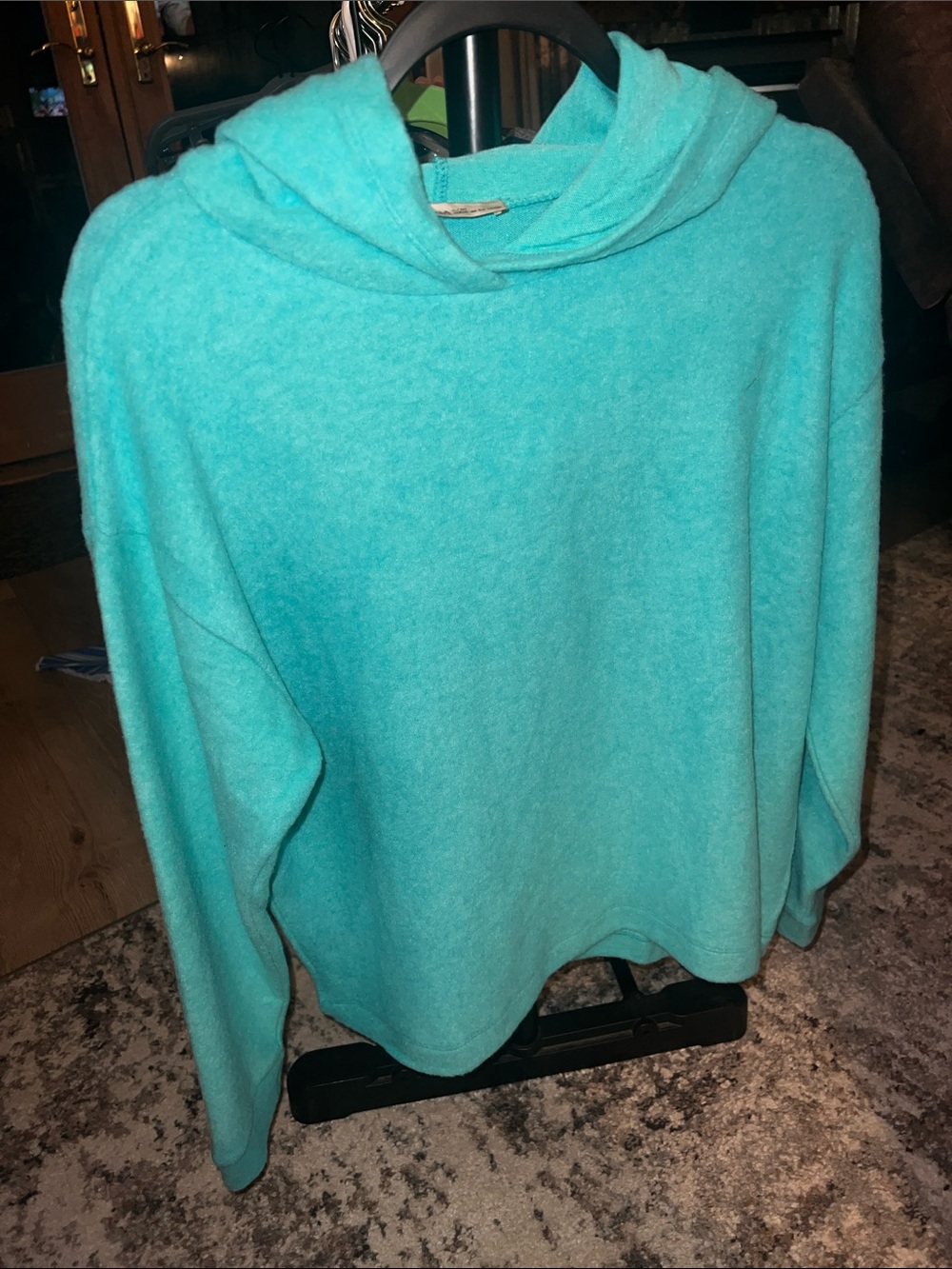 Zenana Outfitters Aqua Blue Hooded Turtleneck Sweater